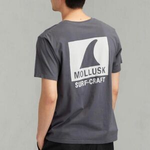 MOLLUSK Shark Fin Graphic T-Shirt Blue/Grey White M